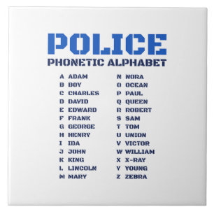 Phonetic A to Z Alphabet for Police Officers Ceramic Tile