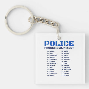Phonetic Alphabet A to Z for Police Officers Keychain