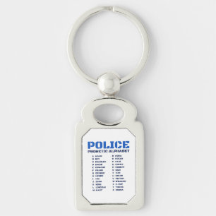 Phonetic Alphabet A to Z in Police Service Keychain