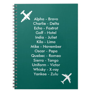 Phonetic Alphabet Airplane Blue Air Cadet Notebook