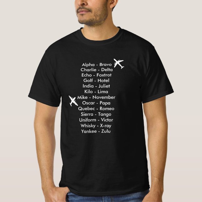 Phonetic Alphabet and Airplanes T-Shirt (Front)