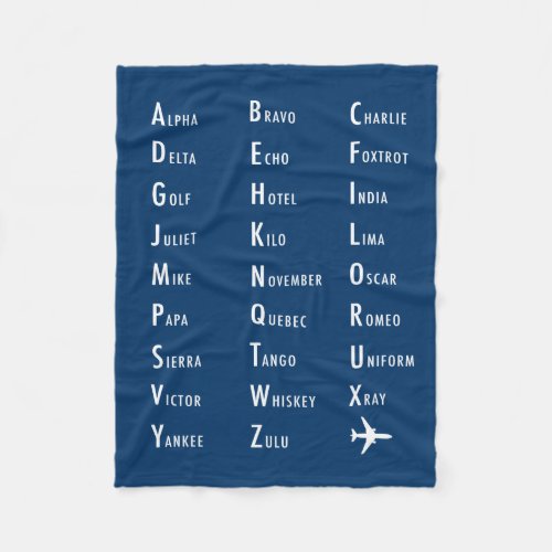 Phonetic Alphabet Aviation Fleece Blanket
