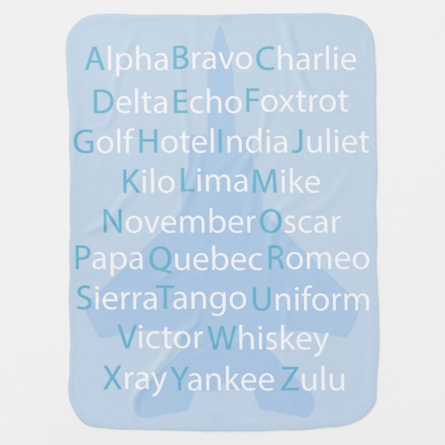 Phonetic Alphabet, Aviation Throw PIllow Swaddle Blanket (Front)