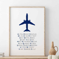 Phonetic Alphabet, Aviation Wall Art, Pilot Gift