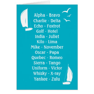 Phonetic Alphabet Blue Ships Captain Boating Cards