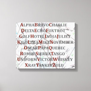 Phonetic Alphabet Canvas, Aviation Home Gifts Canvas Print