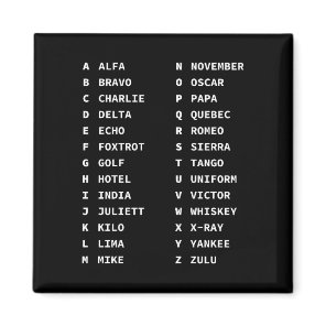Phonetic Alphabet Code Chart Classic Black & White Magnet