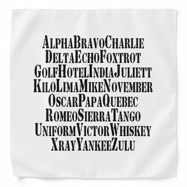 PHONETIC ALPHABET / CODE WORDS BANDANA (Front)