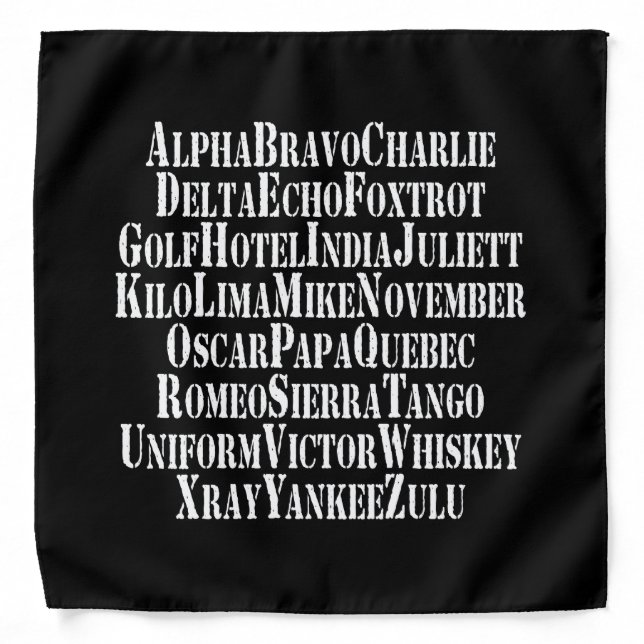 PHONETIC ALPHABET / CODE WORDS BANDANA (Front)