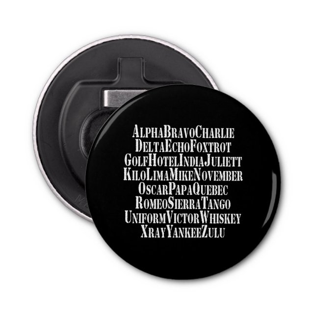 PHONETIC ALPHABET / CODE WORDS BOTTLE OPENER (Front)