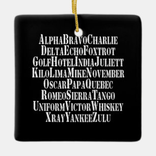 PHONETIC ALPHABET / CODE WORDS CERAMIC ORNAMENT