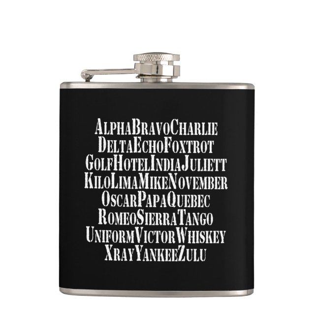 PHONETIC ALPHABET / CODE WORDS FLASK (Front)