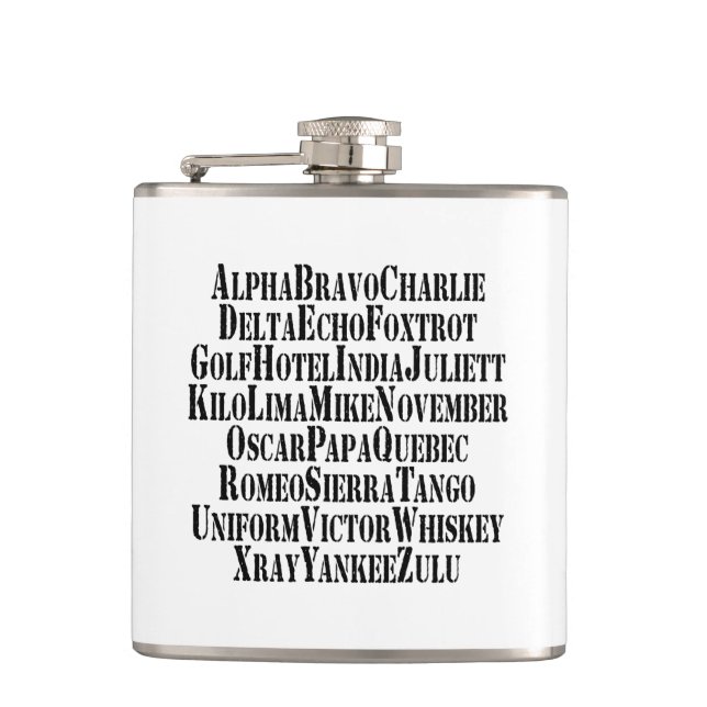 PHONETIC ALPHABET / CODE WORDS FLASK (Front)