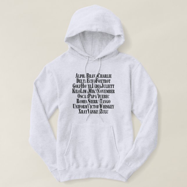 PHONETIC ALPHABET / CODE WORDS HOODIE (Design Front)