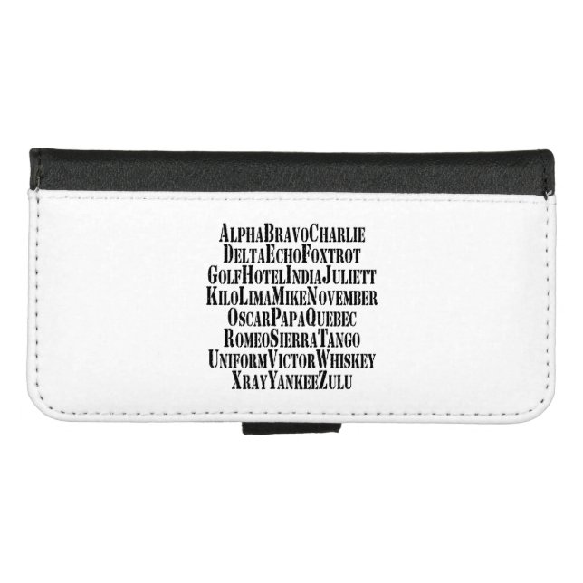 PHONETIC ALPHABET / CODE WORDS iPhone WALLET CASE (Front (Horizontal))