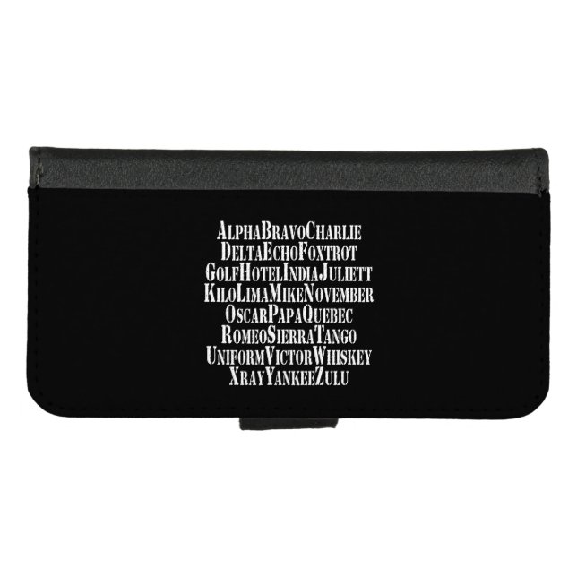 PHONETIC ALPHABET / CODE WORDS iPhone WALLET CASE (Front (Horizontal))