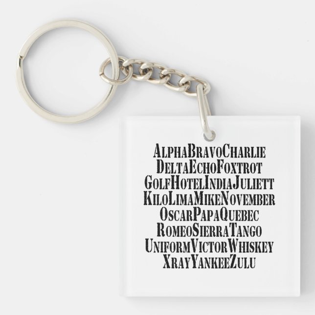 PHONETIC ALPHABET / CODE WORDS KEYCHAIN (Front)