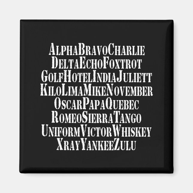 PHONETIC ALPHABET / CODE WORDS MAGNET (Front)