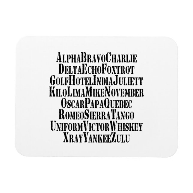 PHONETIC ALPHABET / CODE WORDS MAGNET (Horizontal)