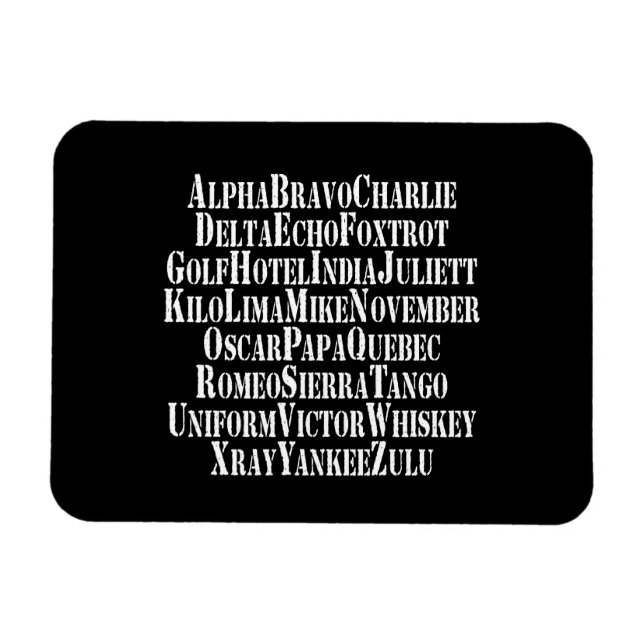 PHONETIC ALPHABET / CODE WORDS MAGNET (Horizontal)