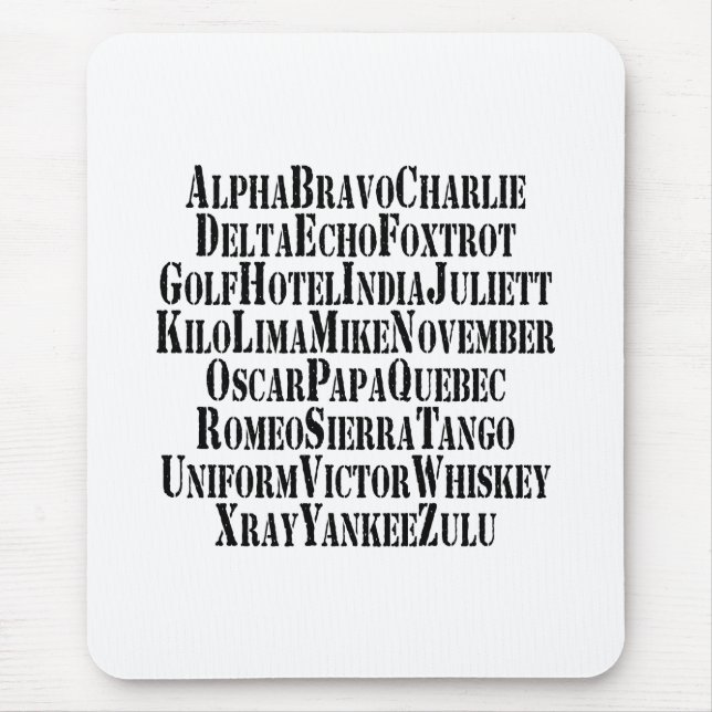 PHONETIC ALPHABET / CODE WORDS MOUSE PAD (Front)