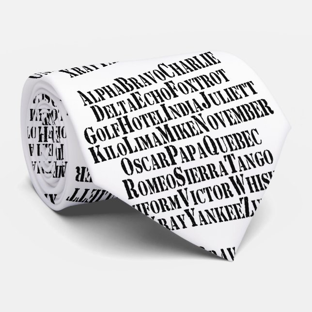 PHONETIC ALPHABET / CODE WORDS NECK TIE (Rolled)