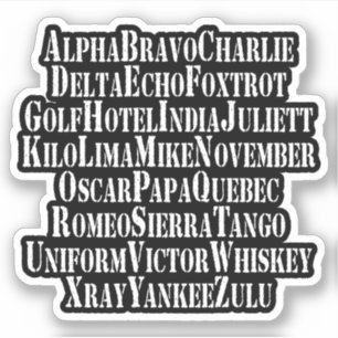 PHONETIC ALPHABET / CODE WORDS STICKER