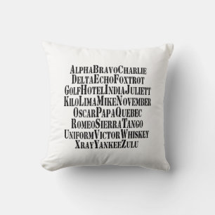 PHONETIC ALPHABET / CODE WORDS THROW PILLOW