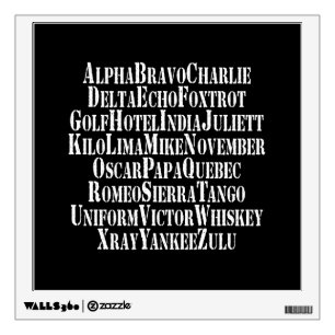 PHONETIC ALPHABET / CODE WORDS WALL DECAL