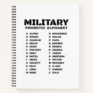 Phonetic Alphabet for the Military – Bullet Spiral Notebook