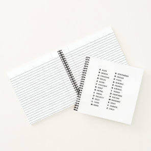 Phonetic Alphabet for the Military Spiral Notebook