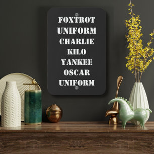 Phonetic Alphabet funny joke, Military, Aviation Metal Sign