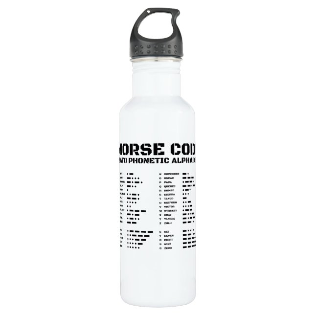 Phonetic Alphabet Morse Code Stainless Steel Water Bottle (Front)