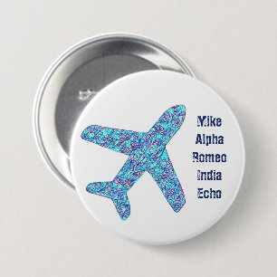 Phonetic Alphabet Personalized Airplane Button