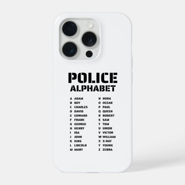Phonetic Alphabet Police iPhone 15 Pro Case (Back)