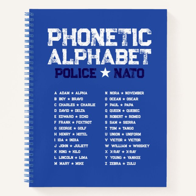 Phonetic Alphabet Police ★ NATO — Blue Spiral Notebook (Front)