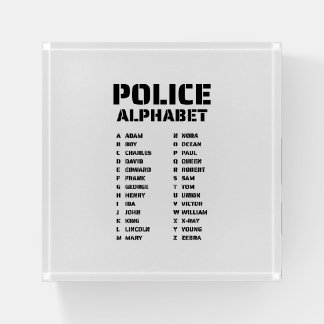 Phonetic Alphabet Police Paperweight