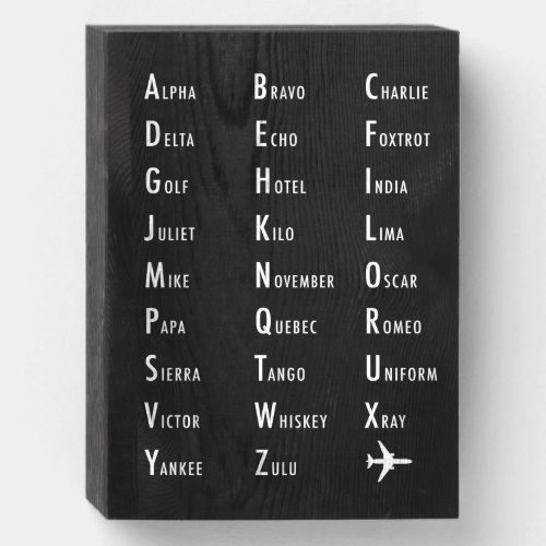 Phonetic Alphabet Reference Office Decor Wooden Box Sign