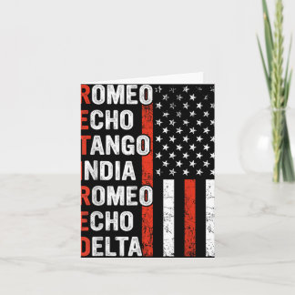 Phonetic Alphabet Retired Veteran Retirement Army Card