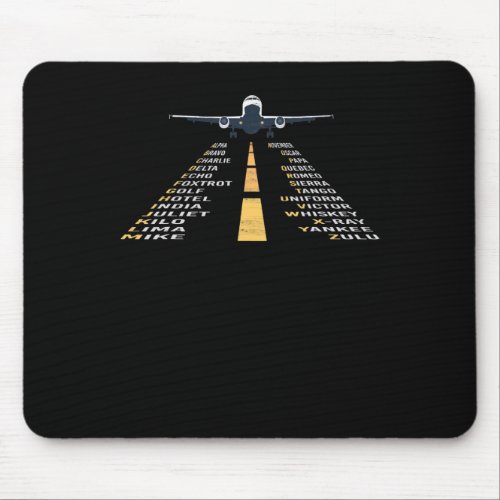 Phonetic Aphabet Pilot Cadet Airplane Gift Mouse Pad