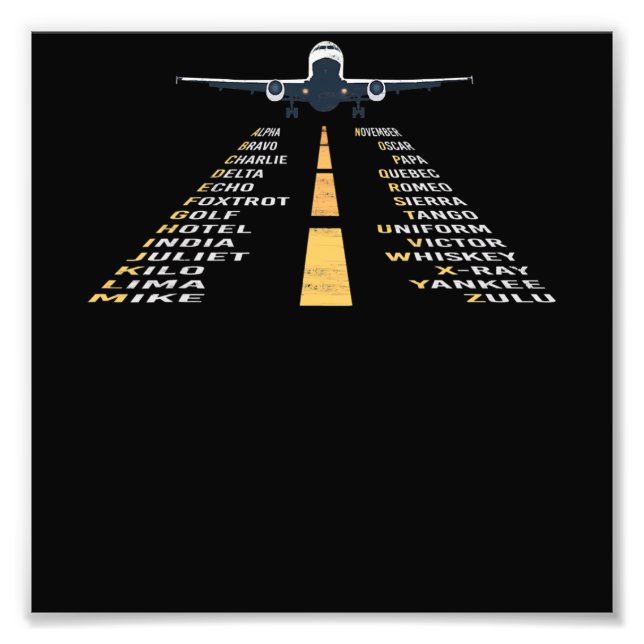 Phonetic Aphabet Pilot Cadet Airplane Gift Photo Print (Front)