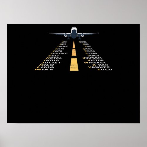 Phonetic Aphabet Pilot Cadet Airplane Gift Poster