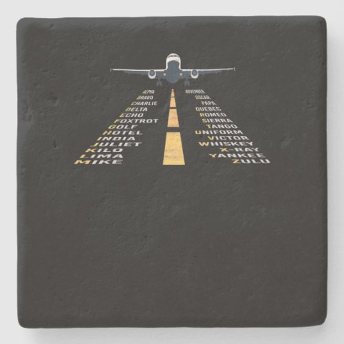 Phonetic Aphabet Pilot Cadet Airplane Gift Stone Coaster