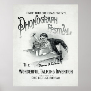 PHONOGRAPH FESTIVAL VINTAGE AD c. 1890 Poster