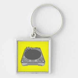 Phonograph Record Player Vintage Retro DJ Keychain