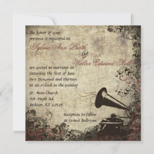 Phonograph Vintage Wedding Invitation