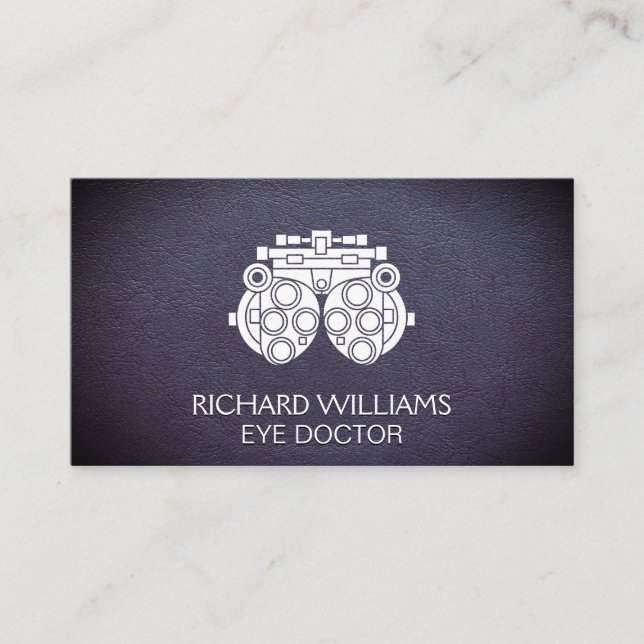 Phoropter Equipment | Eye Doctor | Leather Business Card (Front)