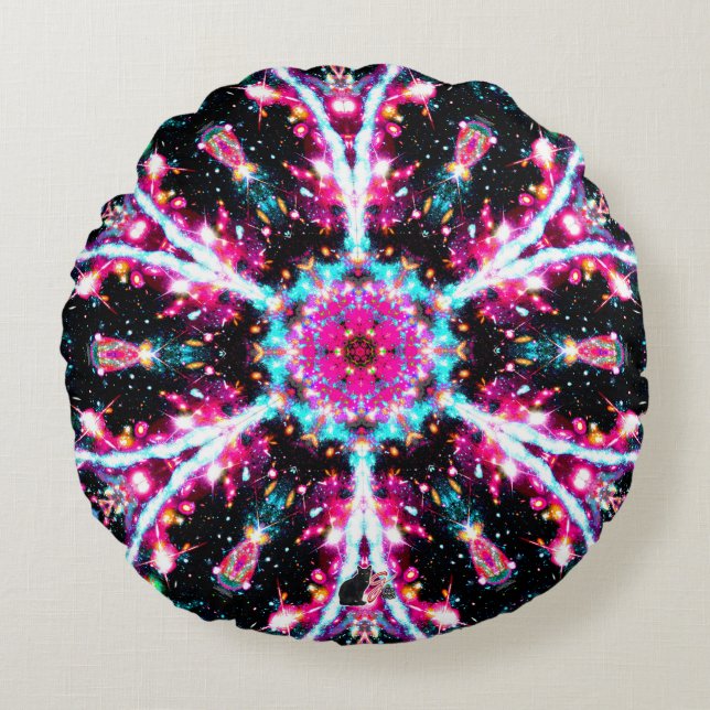 Phosphorescence Stellar Kaleid Round Pillow (Front)