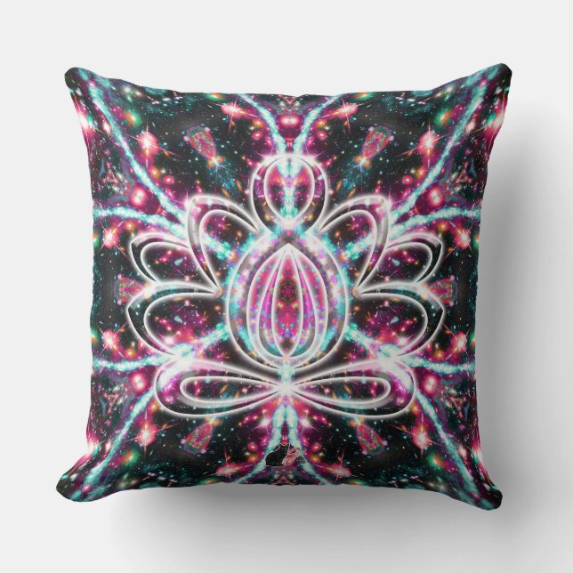 Phosphorescence Zen Lotus Throw Pillow (Front)