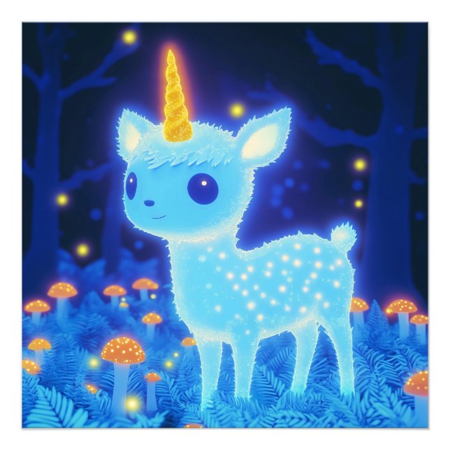 Phosphorescent Blue Fawnicorn Photo Print (Front)